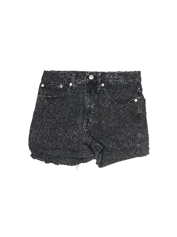 Plus Size Women's Stretch Denim Shorts with Belt Loops in Medium Wash for a Versatile FitMid-Rise Denim Shorts in Dark Wash