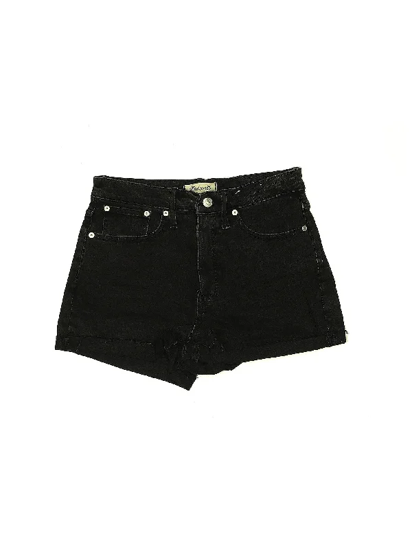 Plus Size Women's Drawstring Linen - Blend Shorts in Beige for a Relaxing VacationMid-Rise Denim Shorts in Dark Wash