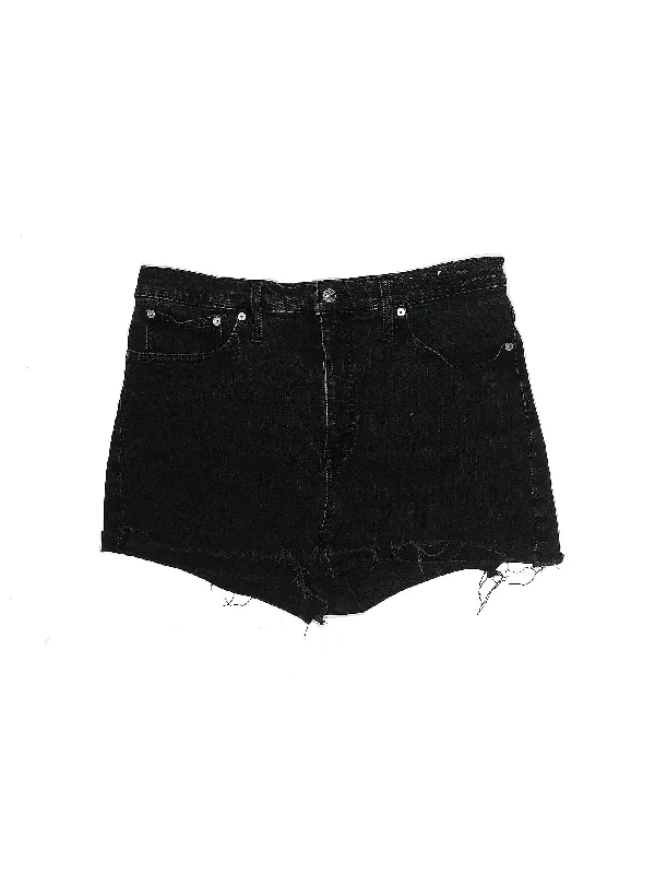 Plus Size Women's Denim Bermuda Shorts in Dark Wash for a Classic and Sophisticated StyleMid-Rise Denim Shorts in Dark Wash