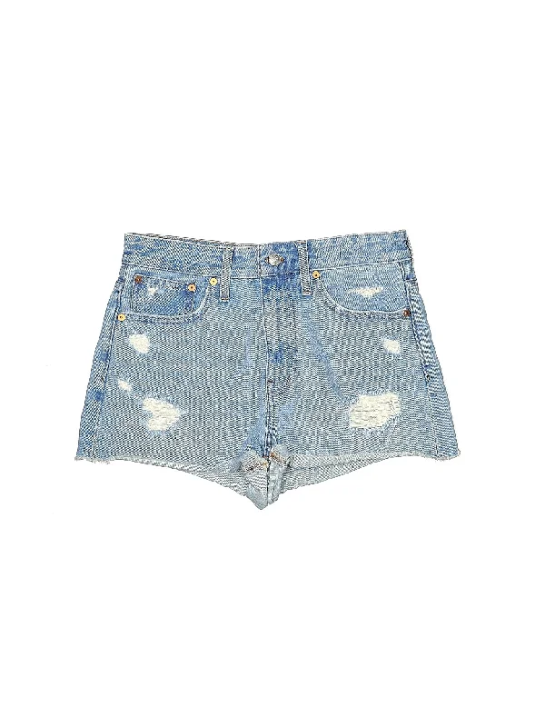 Women's Printed Geometric Patterned Shorts in Bright Colors for a Statement LookMid-Rise Denim Shorts in Light Wash