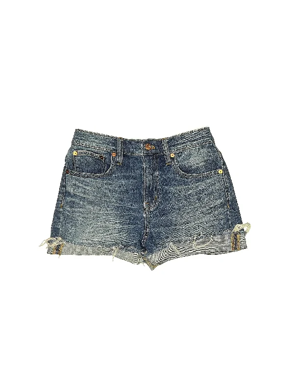 Women's Ruffled Hem Denim Shorts in Light Wash for a Feminine and Fashionable StyleMid-Rise Denim Shorts in Medium Wash