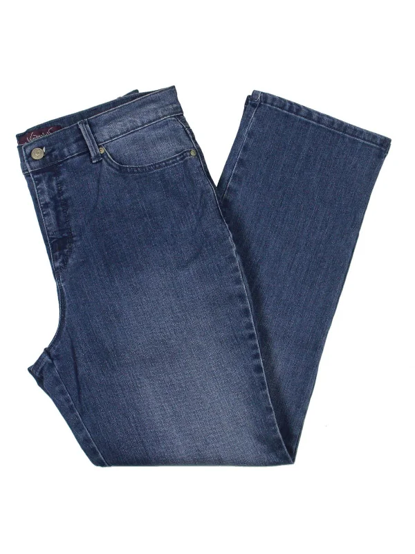 Embroidered women jeans with intricate patternsPetites Amanda Womens Classic Rise Medium Wash Tapered Leg Jeans