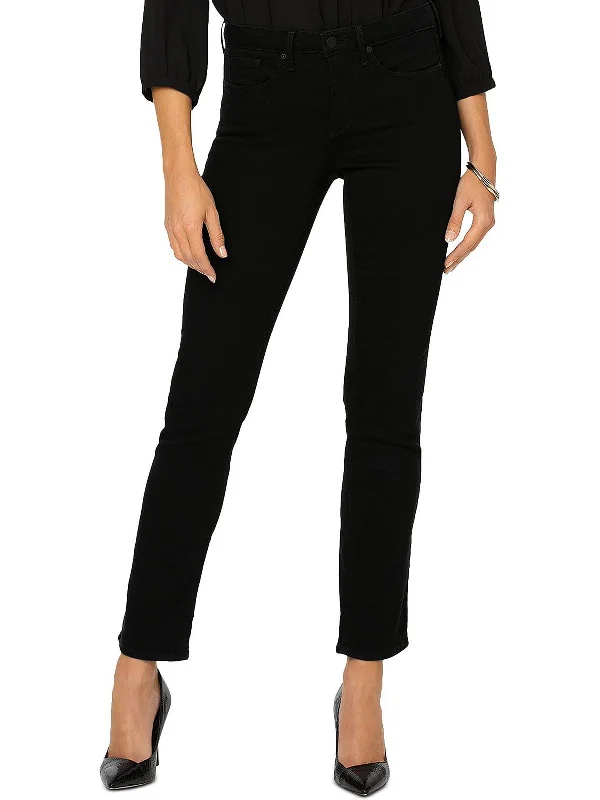 Dark - wash women jeans for a sophisticated and slimming effectPetites Womens High Rise Straight Leg Slim Jeans