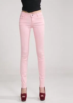 Straight - leg women jeans with a classic and timeless appealPink Skinny Women Jeans