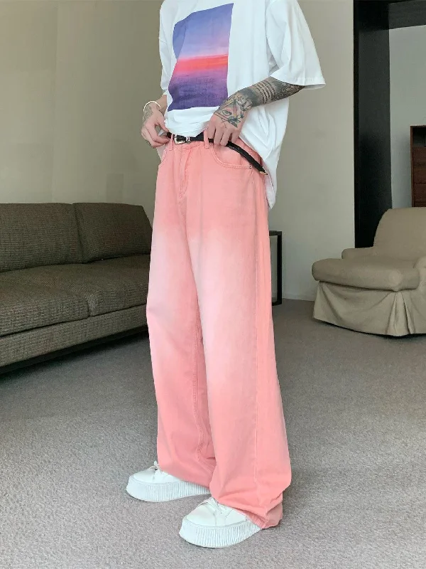 Skinny women jeans with a form - fitting designPink Wide Leg Jeans