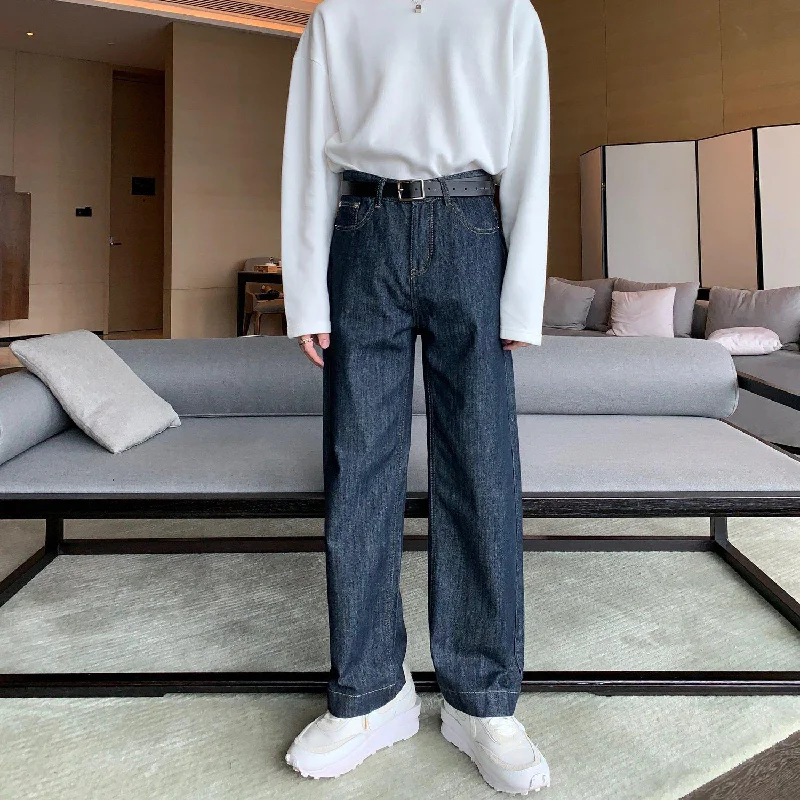 Wide - leg women jeans for a modern and relaxed vibeDark Blue Wide-Leg Jeans
