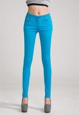 High - waisted women jeans for a flattering silhouetteSkinny Women Jeans, Sky Blue