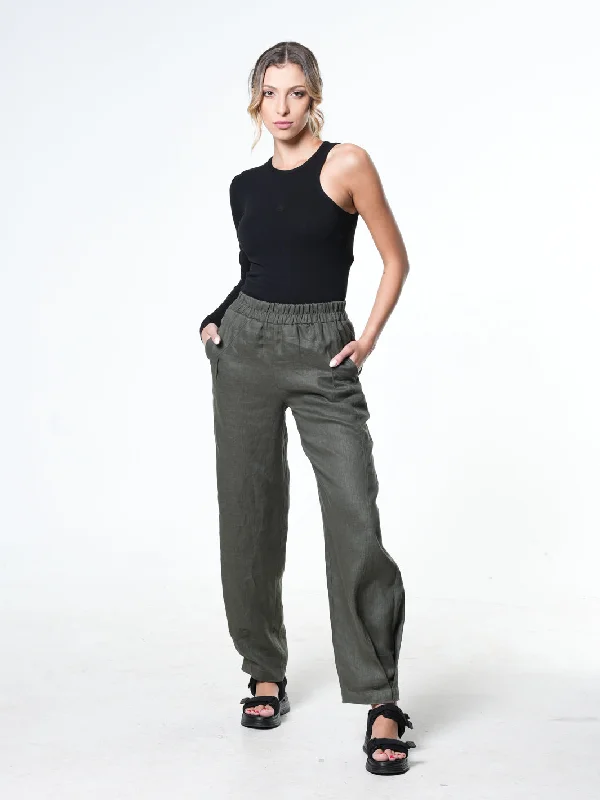 Women's Velvet Tight Trousers in Burgundy for a Luxurious and Elegant AppearanceWide-Leg Linen Pants With Pockets