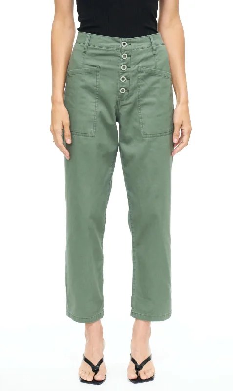 Women's Leather - Look Tight Trousers with Zipper Details in Dark Gray for an Urban StyleTammy High Rise Trouser In Colonel