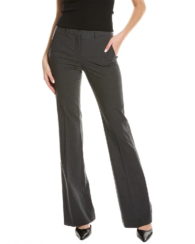 Women's Seamless Compression Tight Trousers in Gray for Fitness and Yoga SessionsTheory Demitria Wool-Blend Pant