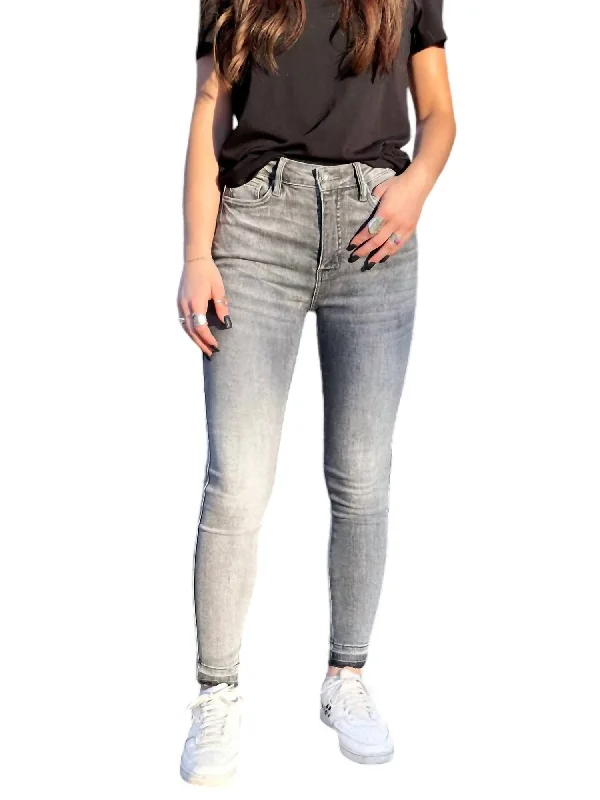 Straight - leg women jeans with a classic and timeless appealTummy Control Jeans In Grey Acid Wash Straight - leg women jeans with a classic and timeless appealTummy Control Jeans In Grey Acid Wash
