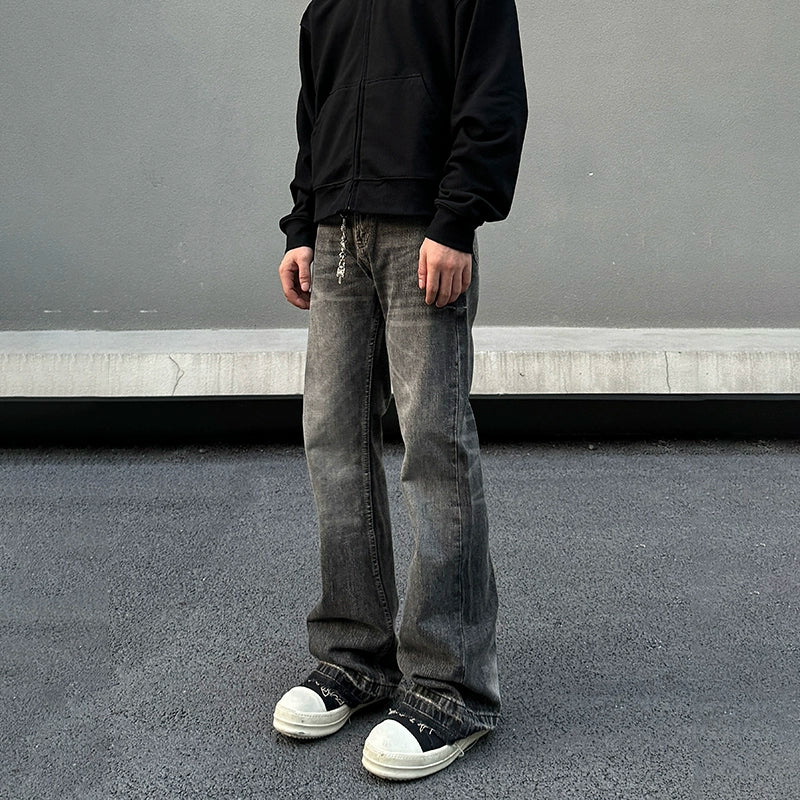 Light - wash women jeans for a fresh and summery appearanceVintage Raw Edge Flared Jeans