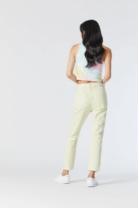 Cargo women jeans with multiple pockets for added functionalityVIOLA STRAIGHT LEG JEANS IN TENDER YELLOW LA VINTAGE