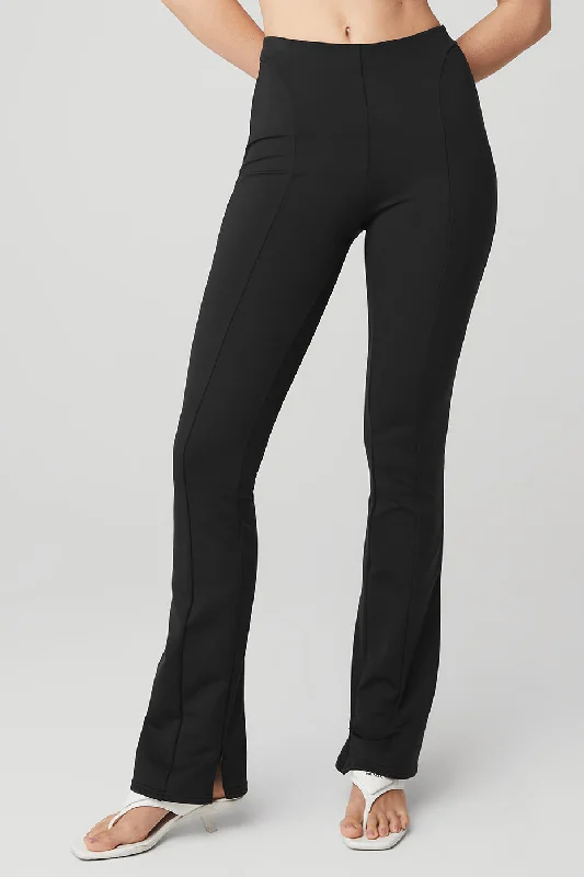Women's Tight Trousers with Elastic Waistband in Black for Easy and Comfortable WearHigh-Waist Zip It Flare Legging - Black