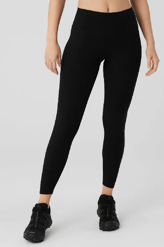 Plus Size Women's Corduroy Tight Trousers in Olive Green for a Retro and Cozy VibeAlosoft High-Waist 7/8 Highlight Legging - Black