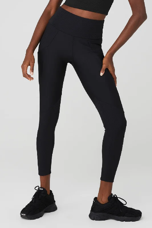 Plus Size Women's Corduroy Tight Trousers in Olive Green for a Retro and Cozy VibeRibbed Airlift High-Waist 7/8 Enchanted Legging - Black