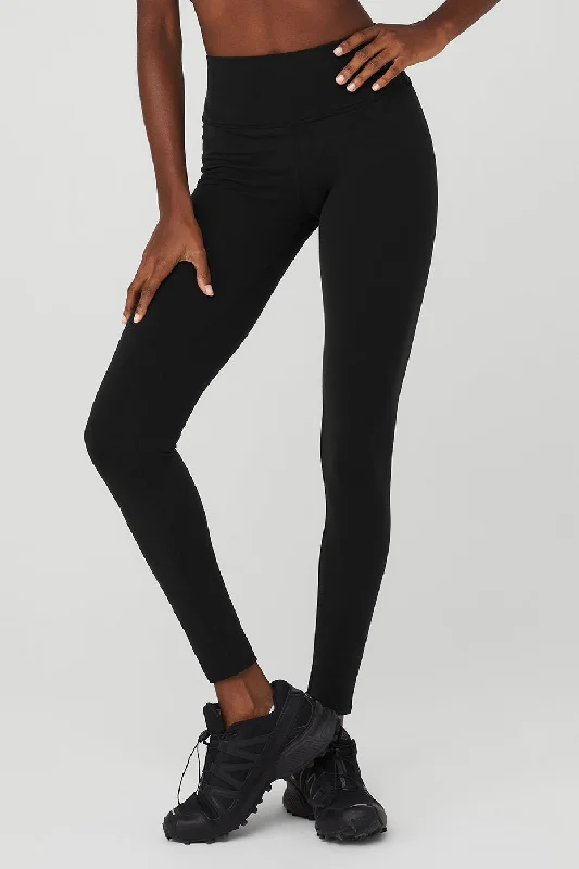 Women's Tight Trousers with Rhinestone Embellishments in Silver for a Sparkly LookAirbrush Winter Warm High-Waist Nocturne Legging - Black