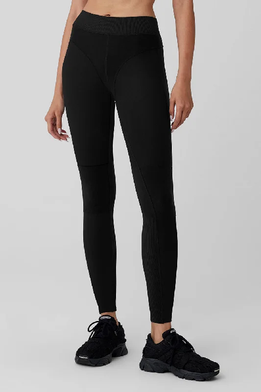 Women's Leather - Look Tight Trousers with Zipper Details in Dark Gray for an Urban StyleAlosoft High-Waist Head Start Legging - Black