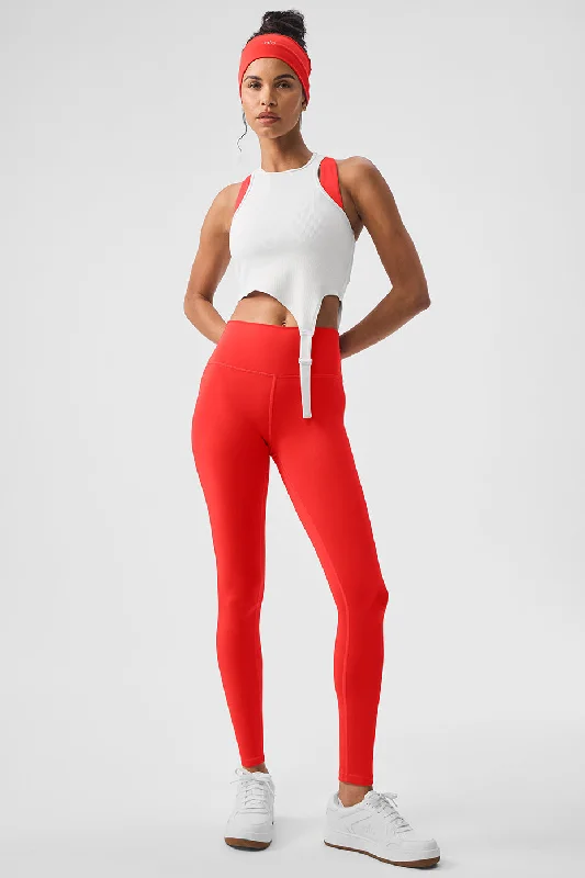Women's Seamless Compression Tight Trousers in Gray for Fitness and Yoga Sessions7/8 High-Waist Airlift Legging - Red Hot Summer