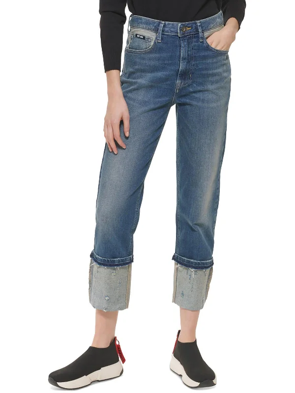 Distressed women jeans for a trendy and edgy lookWaverly Womens Distressed High Rise Straight Leg Jeans