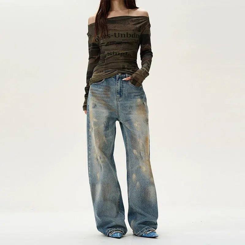 Plus - size women jeans for a comfortable and stylish fitWide-Leg Straight-leg Jeans