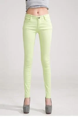 Ripped women jeans for a rebellious and fashion - forward styleWomen Skinny Jeans, Fruit Green