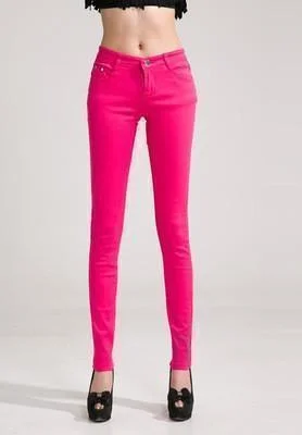 Colored women jeans in vibrant hues like red and yellowWomen Skinny Jeans, Rose