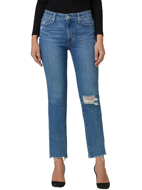 Cargo women jeans with multiple pockets for added functionalityWomens Boyfriend Distressed Cropped Jeans