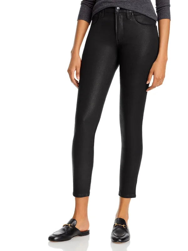 Embellished women jeans with studs or rhinestones for a glamorous touchWomens Coated Denim Skinny Jeans