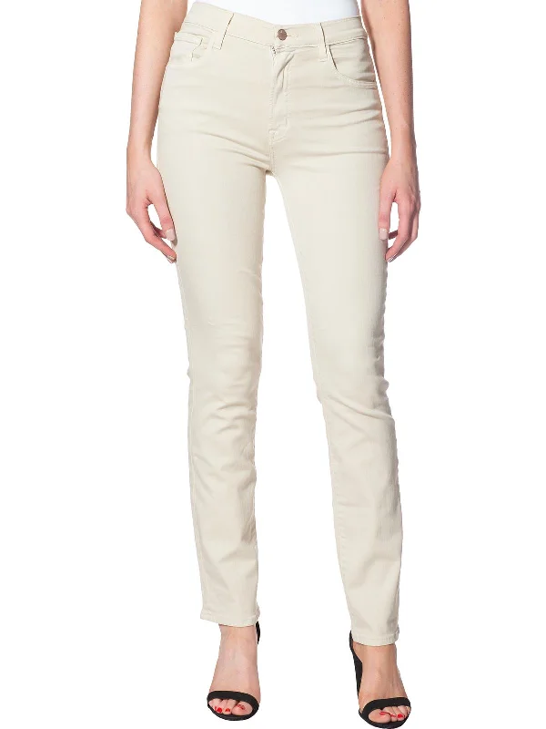 Button - fly women jeans with a traditional touchWomens Denim Light Wash Straight Leg Jeans