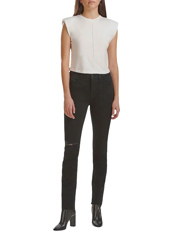 High - rise flare women jeans for a 70s - inspired lookWomens Mid-Rise Destroyed Straight Leg Jeans High - rise flare women jeans for a 70s - inspired lookWomens Mid-Rise Destroyed Straight Leg Jeans