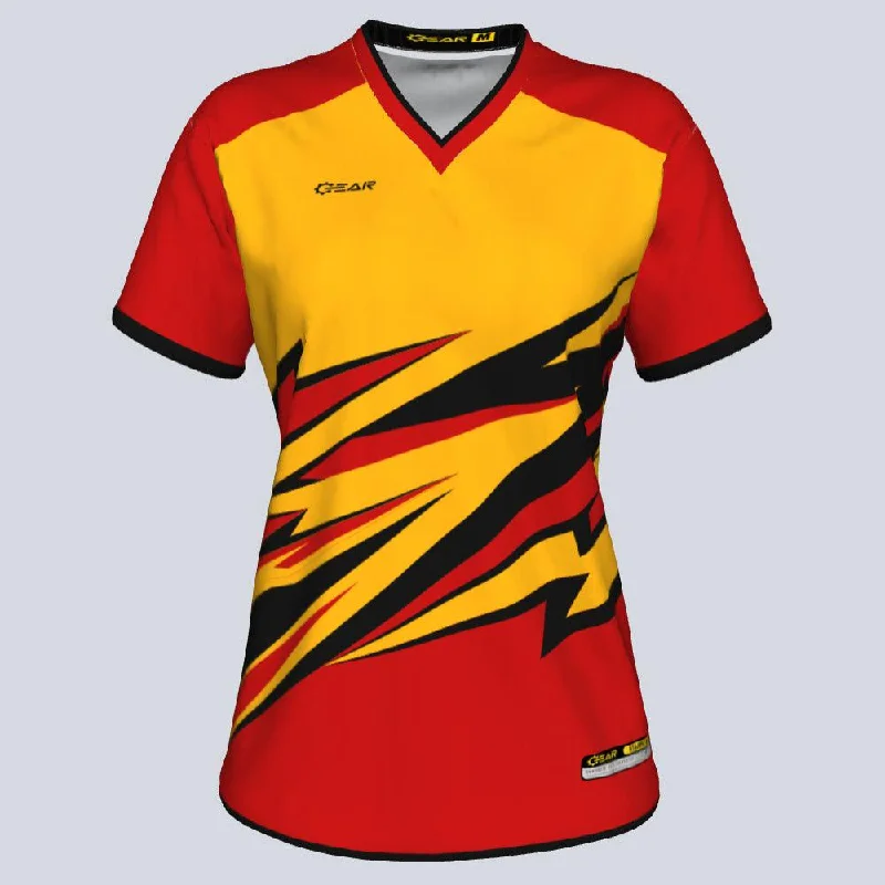 Embroidered women's jersey with intricate designsLadies V-Ninja Custom Jersey