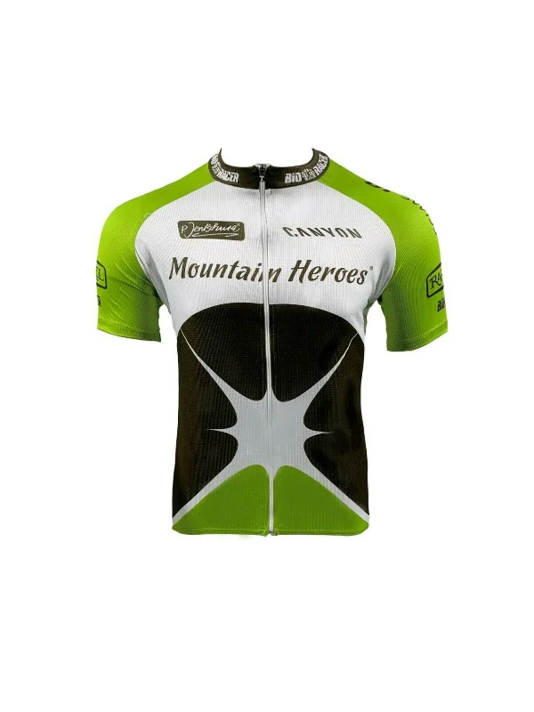 Floral - printed women's jersey for a stylish lookMountain Heroes Ladies Team Jersey By Bioracer - White / Green / Brown - Medium