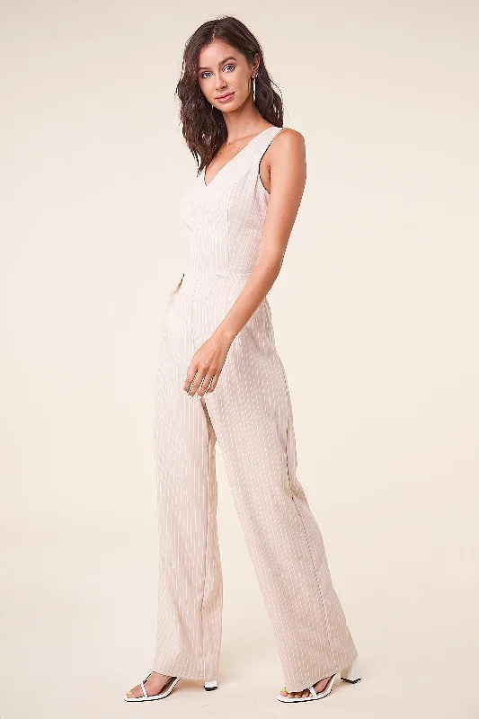 Cotton women jumpsuits for a comfortable and natural - feeling everyday optionAemelia Striped Tie-Back Jumpsuit