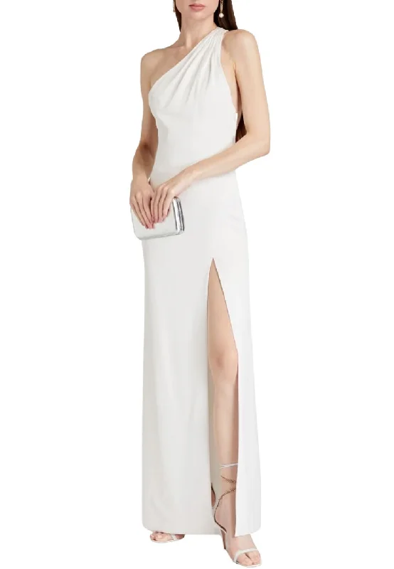 Sleeveless Women Dress in Bright Colors for Summer PartiesWhite Paulette One Shoulder Open Back Satin Gown Sleeveless Women Dress in Bright Colors for Summer PartiesWhite Paulette One Shoulder Open Back Satin Gown