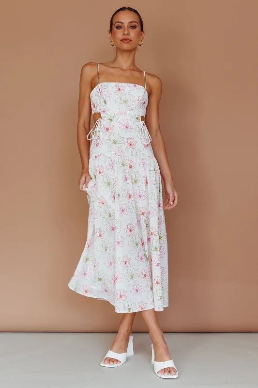 Little Black Women Dress with Sequins for a Glamorous Night OutAloha Cut-Out Waist Midi Dress Floral Pink