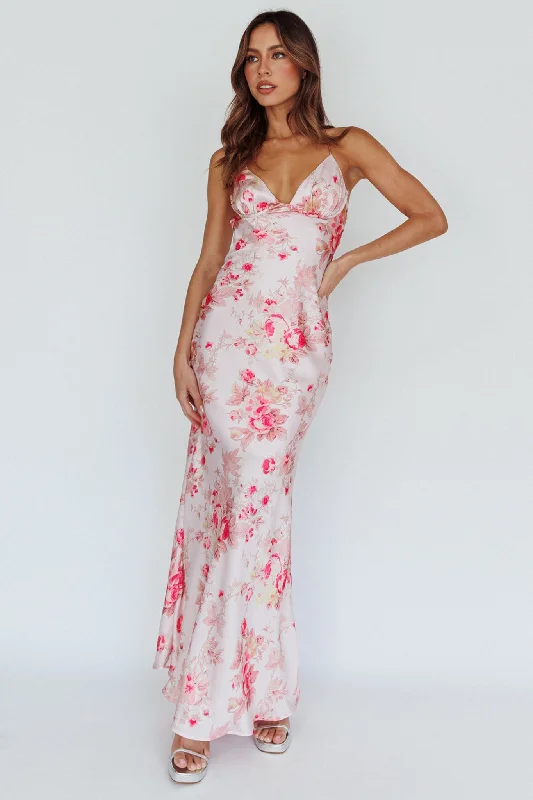 Ruffled Women Dress with Multiple Layers for a Playful and Girly StyleAlora Tie-Up Back Maxi Dress Floral Pink Ruffled Women Dress with Multiple Layers for a Playful and Girly StyleAlora Tie-Up Back Maxi Dress Floral Pink