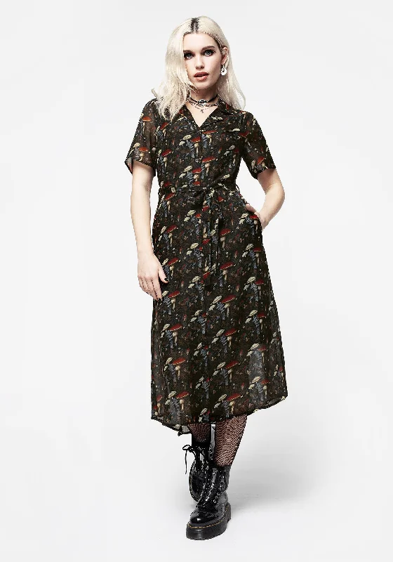 Mini Women Dress with a Short Hem for a Young and Trendy StyleAmanita Chiffon Midi Shirt Dress