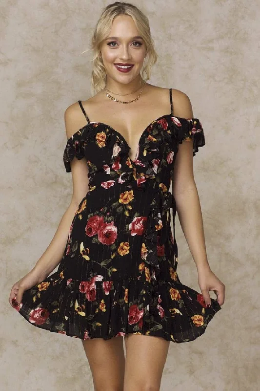 Halter Neck Women Dress to Show Off the Shoulders and NecklineAmindi Ruffled Off the Shoulder Dress Black