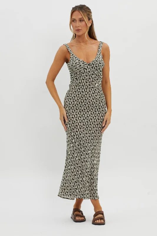 Plus Size Women Dress with a Flattering A - Line Cut for Comfort and StyleAvenue Thick Strap Midi Dress Print Solna