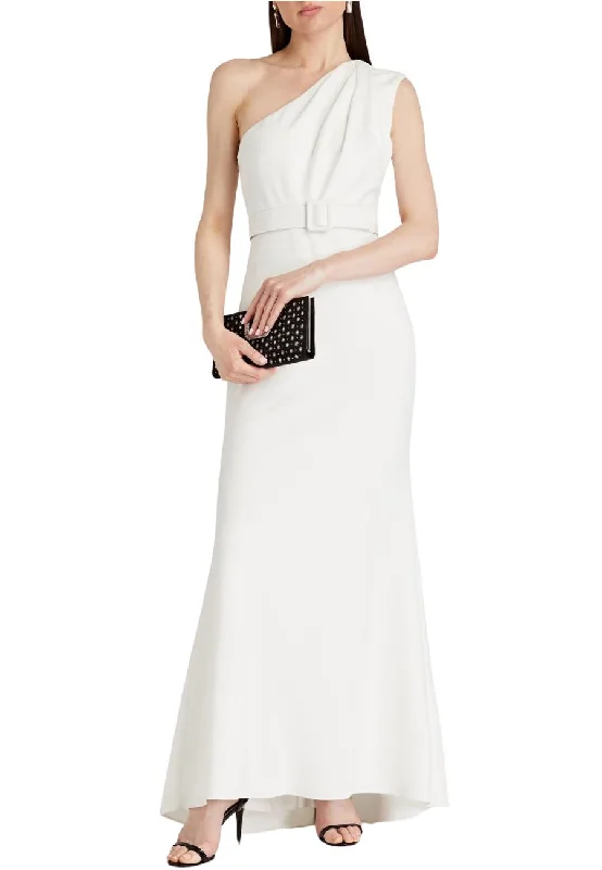 Maxi Women Dress with Floral Print for a Bohemian VibeWhite One Shoulder Belted Gown (US 6)