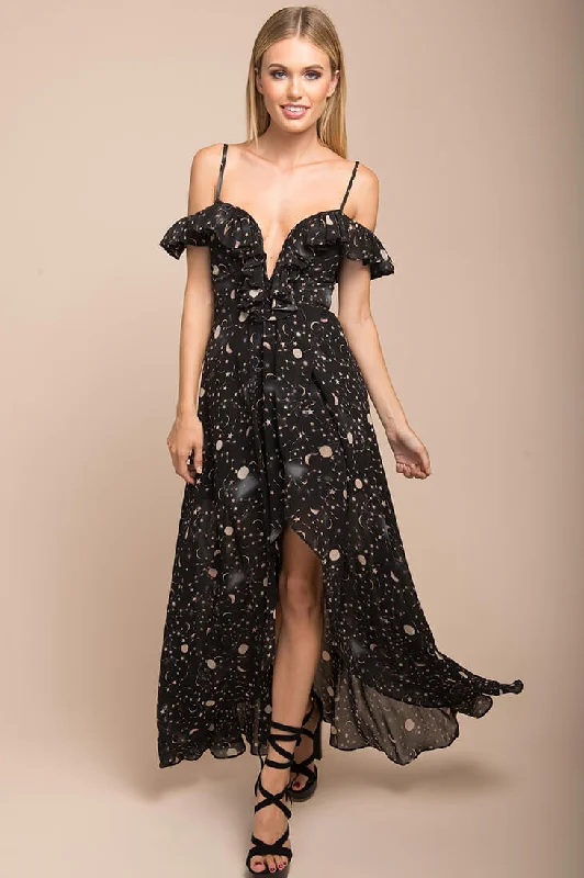 Empire Waist Women Dress to Accentuate the Bust and Conceal the WaistCeleste Star Print Maxi Dress