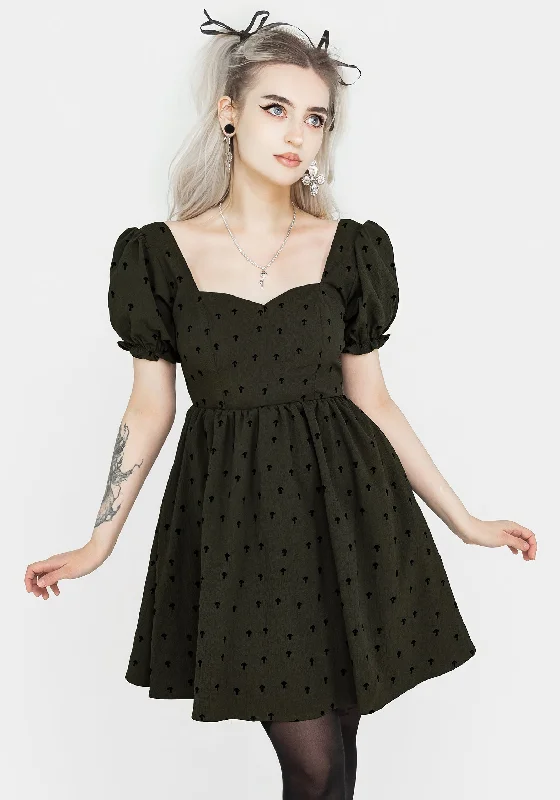 Plus Size Women Dress with a Flattering A - Line Cut for Comfort and StyleChanterelle Velour Puff Sleeve Mini Dress