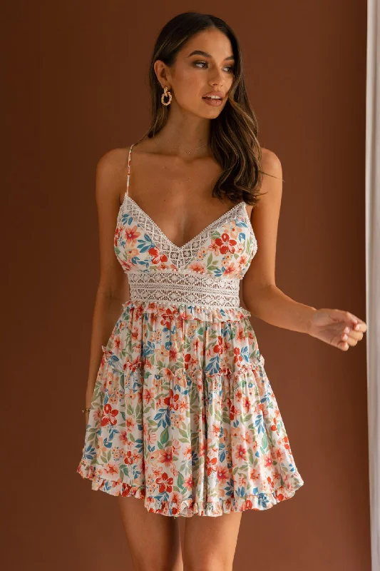 Empire Waist Women Dress to Accentuate the Bust and Conceal the WaistDesert Rose Crochet Tie-Up Back Dress Floral White