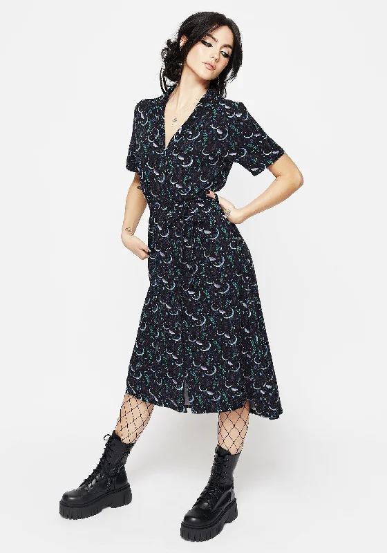Lace - Embellished Women Dress for an Elegant and Sophisticated AppearanceDiana Moon Moth Midi Shirt Dress Lace - Embellished Women Dress for an Elegant and Sophisticated AppearanceDiana Moon Moth Midi Shirt Dress