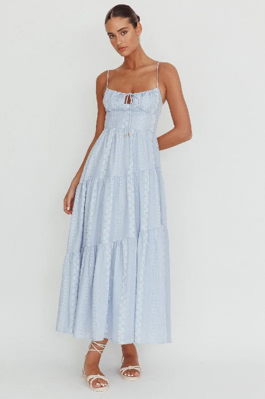 Mermaid - Style Women Dress with a Fitted Silhouette for Special OccasionsDoe Tied Bust Maxi Dress Blue