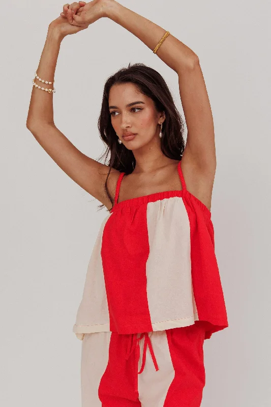 Long - Sleeve Women Dress in Velvet for a Luxurious Winter LookDream Girl Braided Strap Contrast Top Tomato Red Long - Sleeve Women Dress in Velvet for a Luxurious Winter LookDream Girl Braided Strap Contrast Top Tomato Red