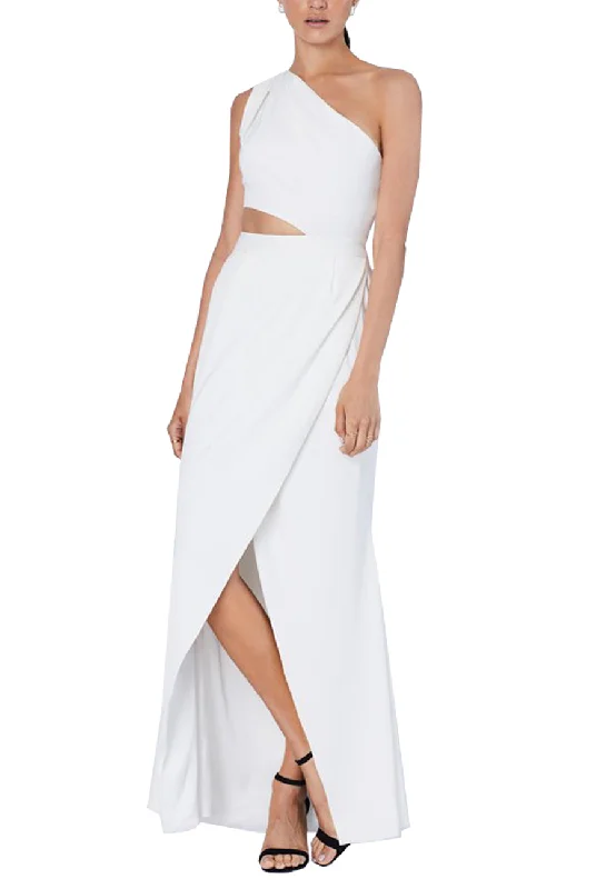 Ball Gown Women Dress with a Full Skirt for a Princess - like LookWhite Tien One Shoulder Cutout Maxi Dress Ball Gown Women Dress with a Full Skirt for a Princess - like LookWhite Tien One Shoulder Cutout Maxi Dress