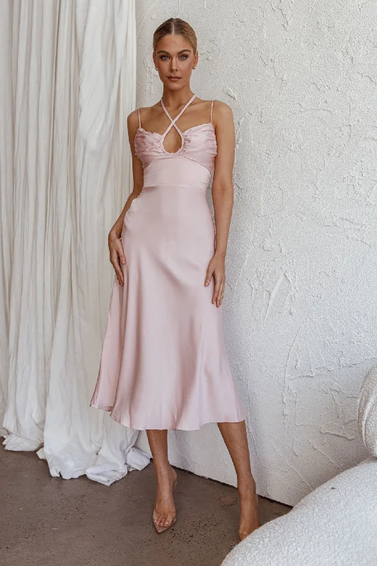 Mini Women Dress with a Short Hem for a Young and Trendy StyleEmmalie Satin Midi Dress Pink