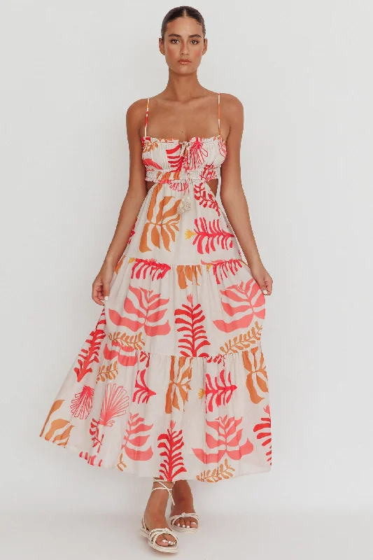 Off - the - Shoulder Women Dress for a Romantic and Feminine LookEyona Cut-Out Back Floral Maxi Dress Pink